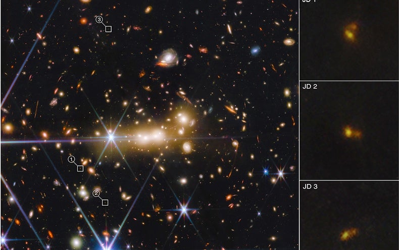 Earliest Merging Galaxies Found in New JWST Shots